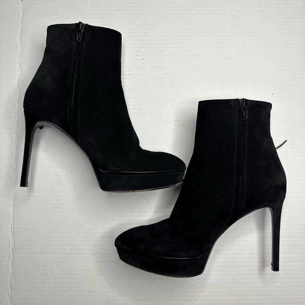 Sz 38 Saint Laurent Janis 105 Western Buckle Concho Ankle Boots Black Booties - Picture 2 of 10